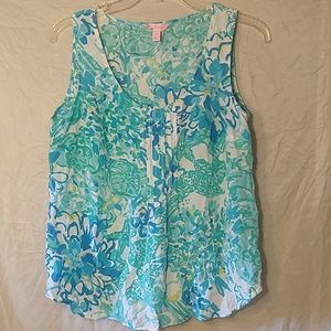 Blue printed tank top